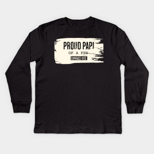 Retro Proud Papi of a Few Dumbass Kids Kids Long Sleeve T-Shirt